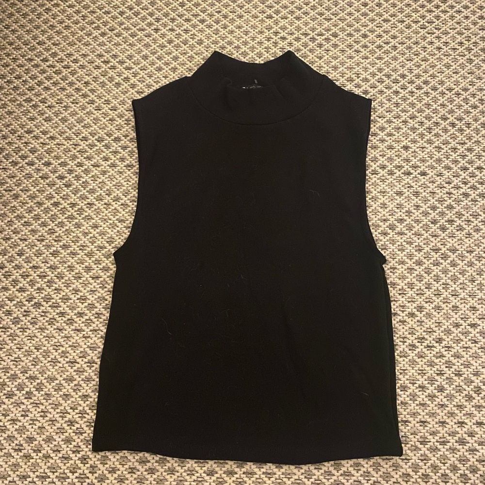 Zara black mock neck sleeveless tank top size large